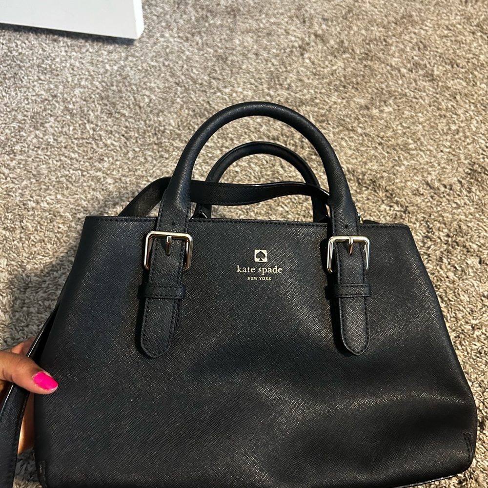 Kate Spade Black Satchel with Textured Finish